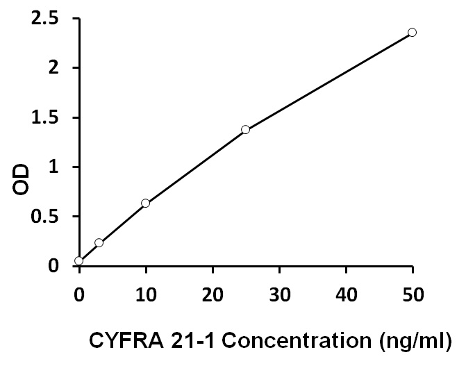 The representative standard curve of ARG80897 Human CYFRA 21-1 ELISA Kit. The standard curve is for demonstration only and cannot be used in place of data generations at the time of assay. The standard curve should be generated each time the assay is performed.